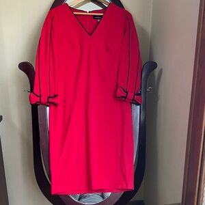 Andrew Marc Red Dress with Black Accents